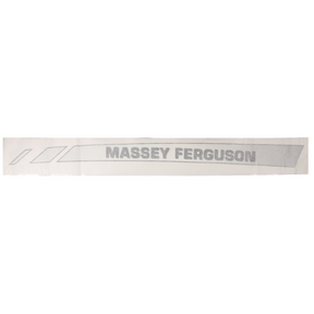 A Massey Ferguson - 5445 L/H Decal - 4272557M2 by AGCO, featuring the company name in grey text with angled lines on a white background, perfect for adorning your 5400 Series or 6400 Series tractor.