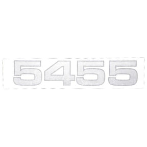The image displays the number "5455" in large, silver, block-style font on a white background, reminiscent of the iconic design associated with the Massey Ferguson 5455 Decal - 4273011M1 by AGCO.