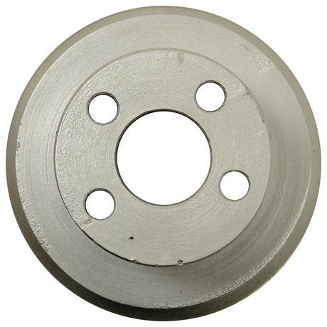 A round metallic disc with a central hole and four smaller evenly-spaced surrounding holes, commonly known as the Sparex Water Pump Pulley (Part No. S.42743), is often found in Landini machinery.