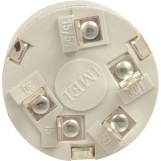 The Sparex Ignition Switch (Part No. S.42805) is a circular electrical component with five metal connectors and labeled sections on a white base, designed to be compatible with Massey Ferguson.