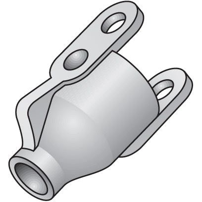 Illustration of the Sparex Levelling Box Gear Housing - 1" (Sparex Part No. S.4280), featuring a metal pipe fitting with two mounting holes on a bracket extending from its cylindrical body, suitable for Ford/New Holland applications.