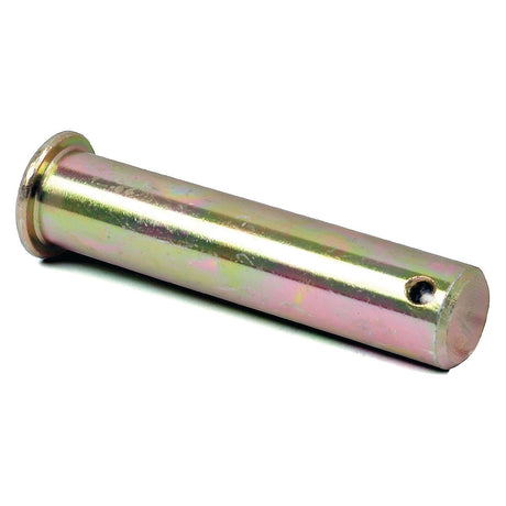 The Levelling Box Clevis Pin (Sparex Part No. S.4283) from Sparex, featuring a 3/4'' diameter with one flange end and a small hole near the other end, is finished in zinc & gold passivate and displayed horizontally on a white background.