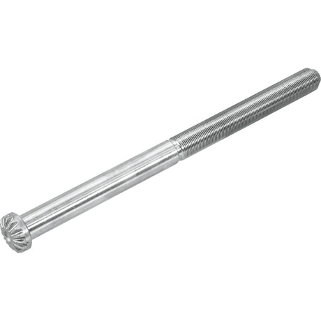 Introducing the Sparex Levelling Box Shaft - 1 UNC - Splines 15 (Part No. S.4288), a robust metal bolt featuring a partially threaded shaft and a round flange head, specifically designed for Massey Ferguson machinery.