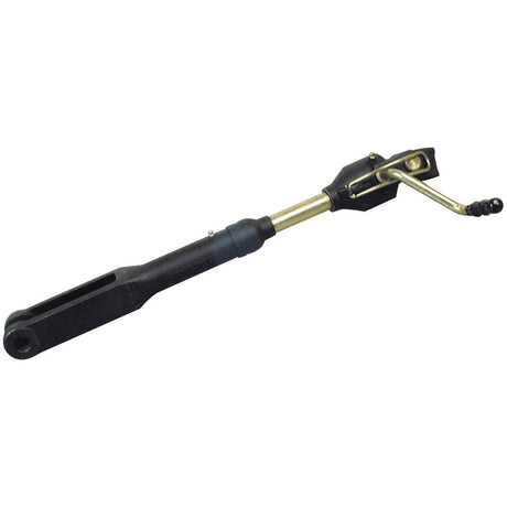 The Sparex Levelling Box Assembly (Sparex Part No.S.4291) is a long black and gold tool featuring a handle, lever, and adjustable mechanism, with a resemblance to a hand-crank device or jack handle from Massey Ferguson.