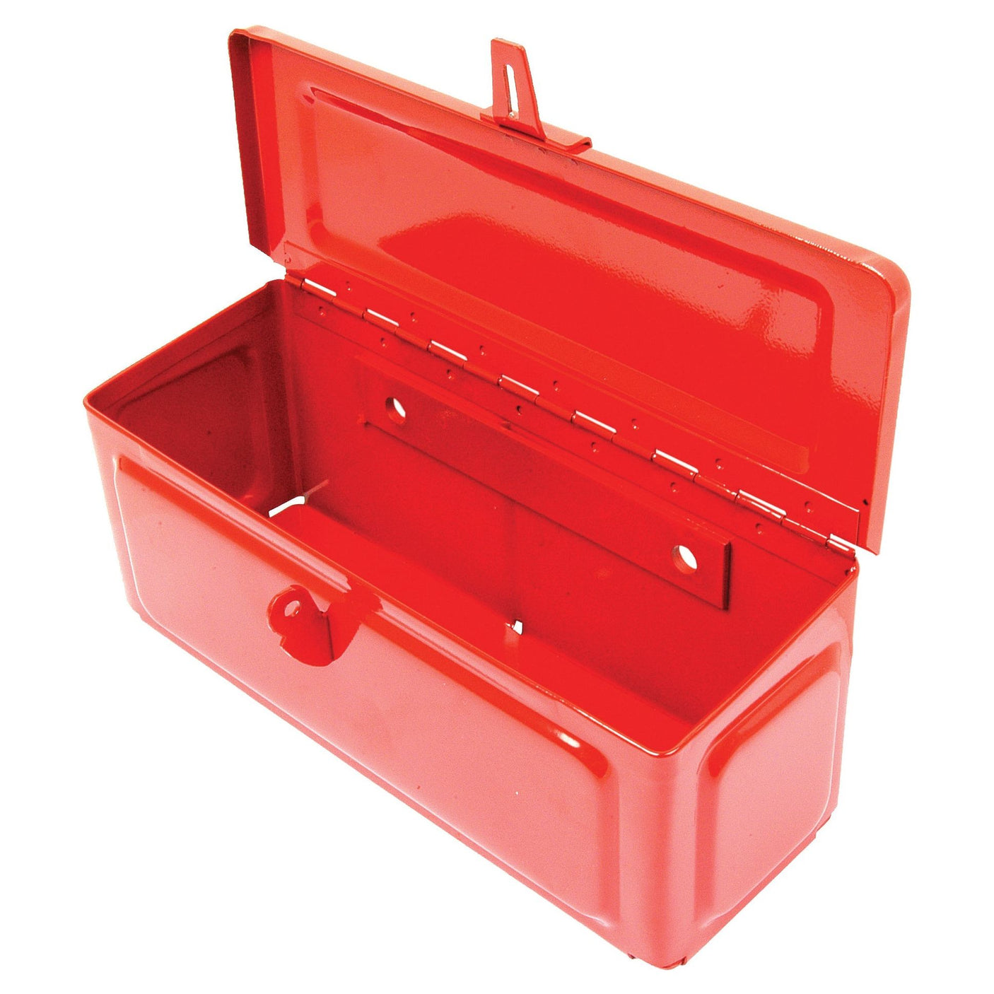 A Sparex Tool Box (Sparex Part No. S.42931) in red metal with its lid open, revealing an empty interior.