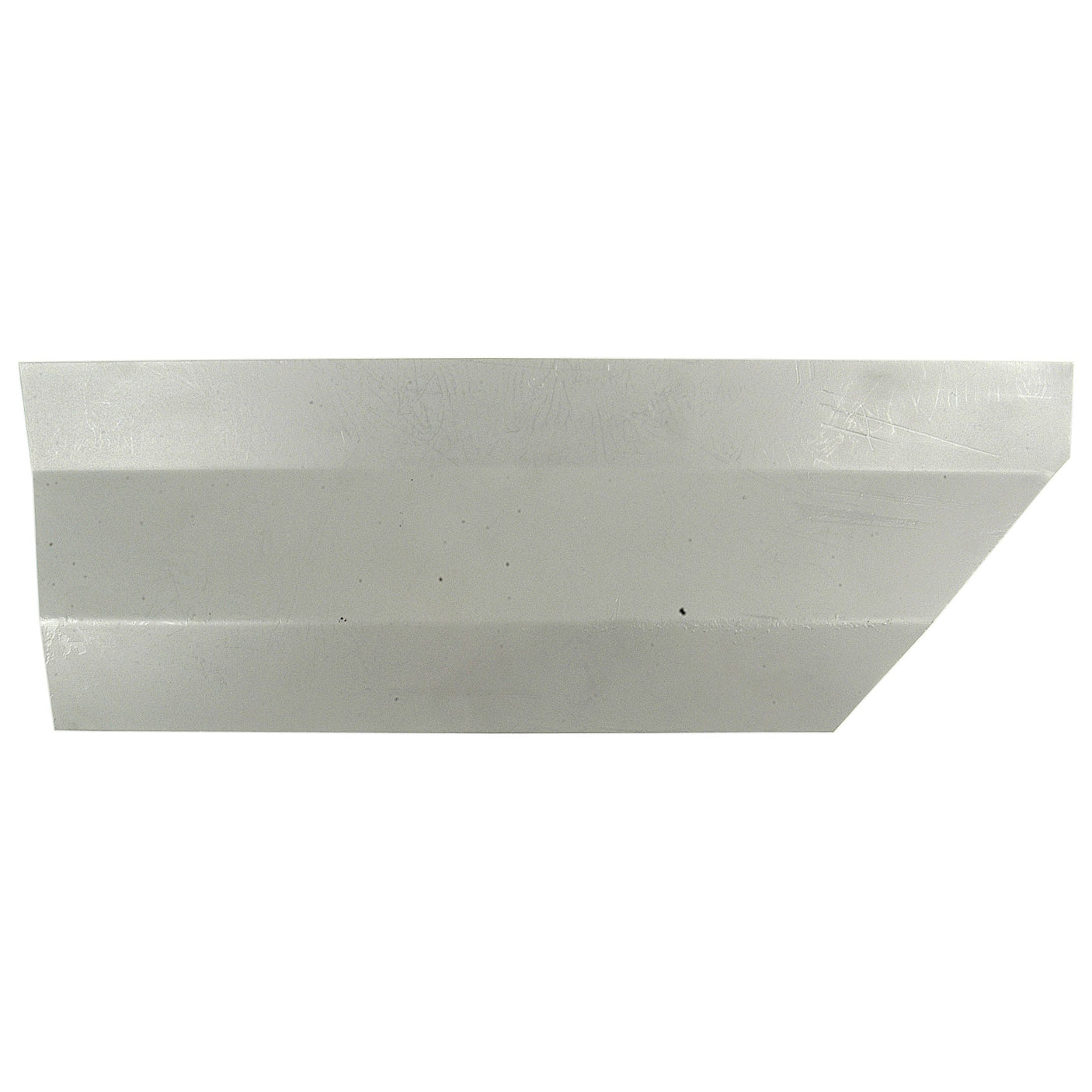 A close-up of a smooth, rectangular piece of metal with a bent, angled end, similar to the Fender Extension Plate RH (Sparex Part No.S.42946). The metal surface is plain and unfinished.