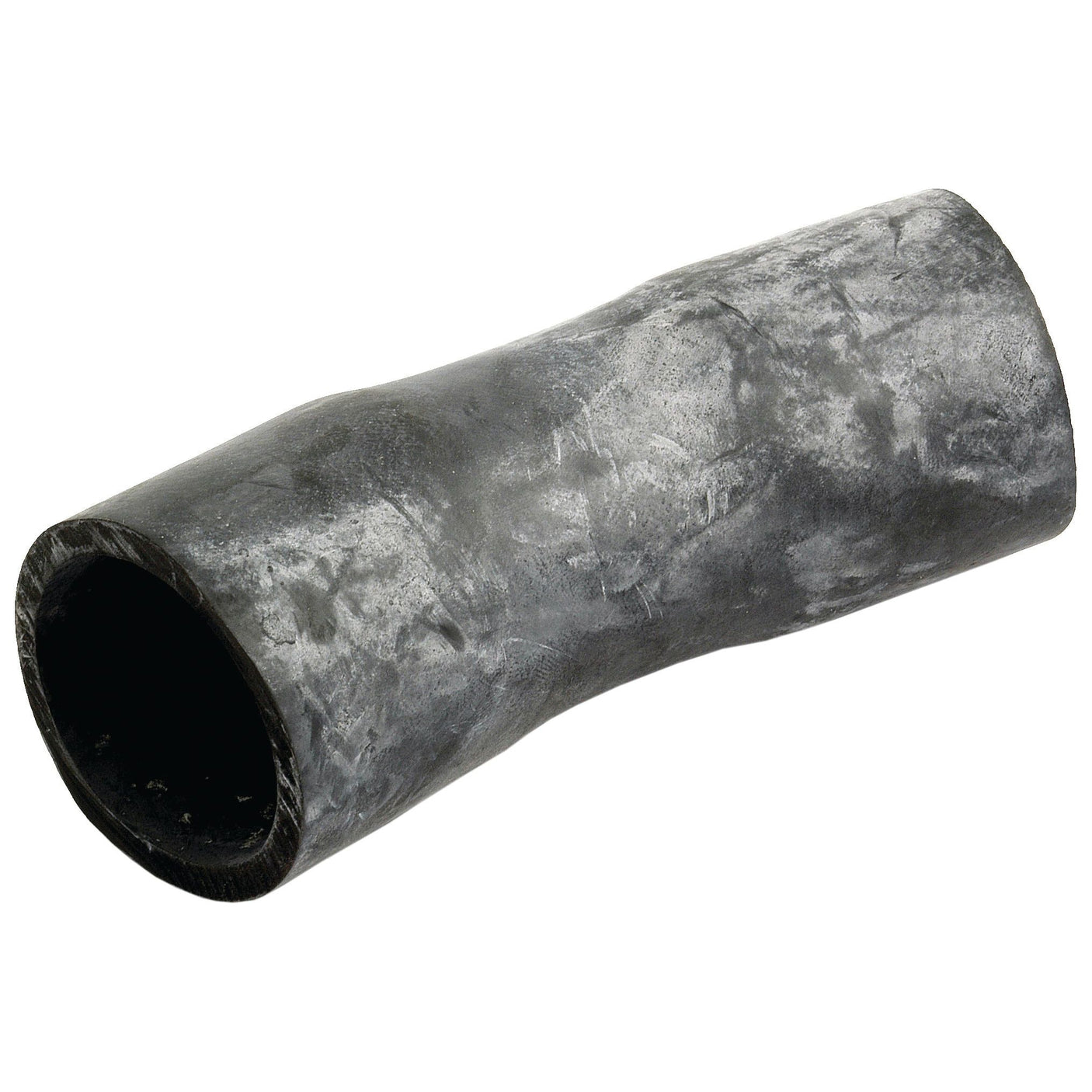 A Sparex Top Hose, Part No. S.42954, featuring a 45mm inner diameter on both ends and a slight bend with a textured, worn surface, perfectly suited for Massey Ferguson tractors.