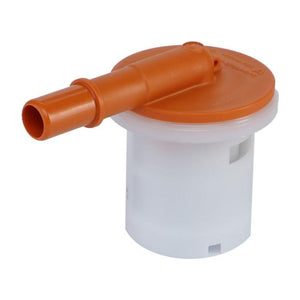 Image of the AGCO Massey Ferguson - Fuel Filter Cartridge (Product Code: 4295750M1), featuring an orange and white plastic valve with a cylindrical base and protruding nozzle, designed for efficient fuel-filter-water-separator functionality in compatible Massey Ferguson models.