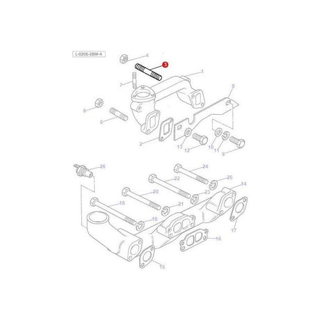 Massey Ferguson - Stud Exhaust Manifold - 745154M1 - Farming Parts