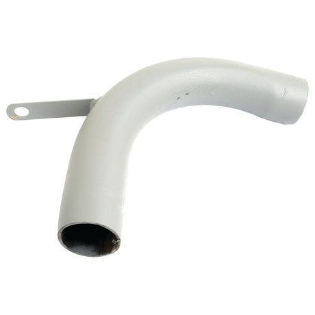 A white, curved metal tube featuring a perforated tab near one end, commonly used in Massey Ferguson equipment, known as the Pre Cleaner Pipe (Sparex Part No. S.43056) from the Sparex brand.