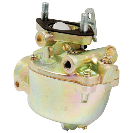 Introducing the Sparex Carburettor (Part No. S.43061), a gold-metallic unit equipped with visible screws, bolts, and adjustment components, specifically designed for internal combustion engines. Perfect for Massey Ferguson tractors and other Sparex machinery.