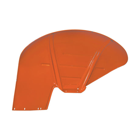 The Sparex Fender - LH - S.43104, featuring an orange metal finish with a curved shape and linear indentations, is designed for vehicle use. This durable 9" drop shell combines functionality with sleek aesthetics.