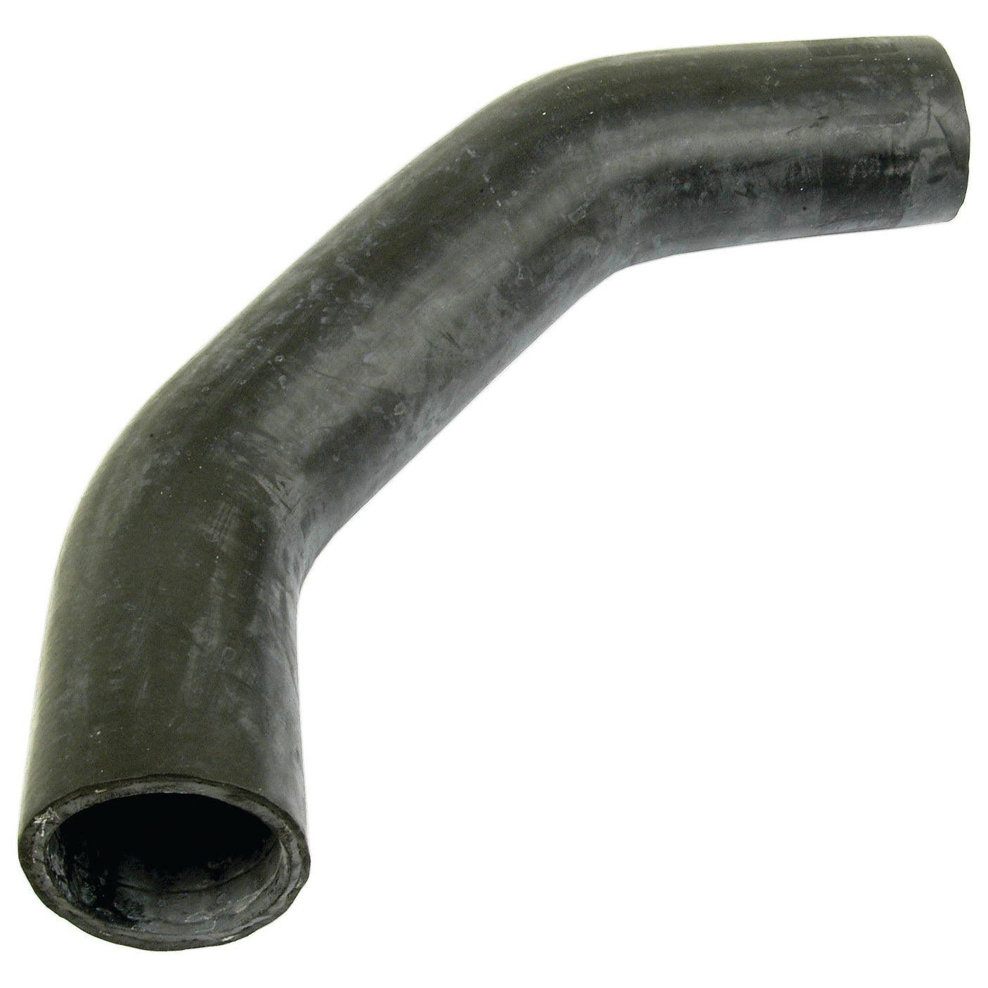 A black, rubberized elbow pipe with a 90-degree bend, featuring an inner diameter of 50mm at the smaller end and 51mm at the bigger end, compatible with Massey Ferguson equipment (Sparex Part No. S.43127).