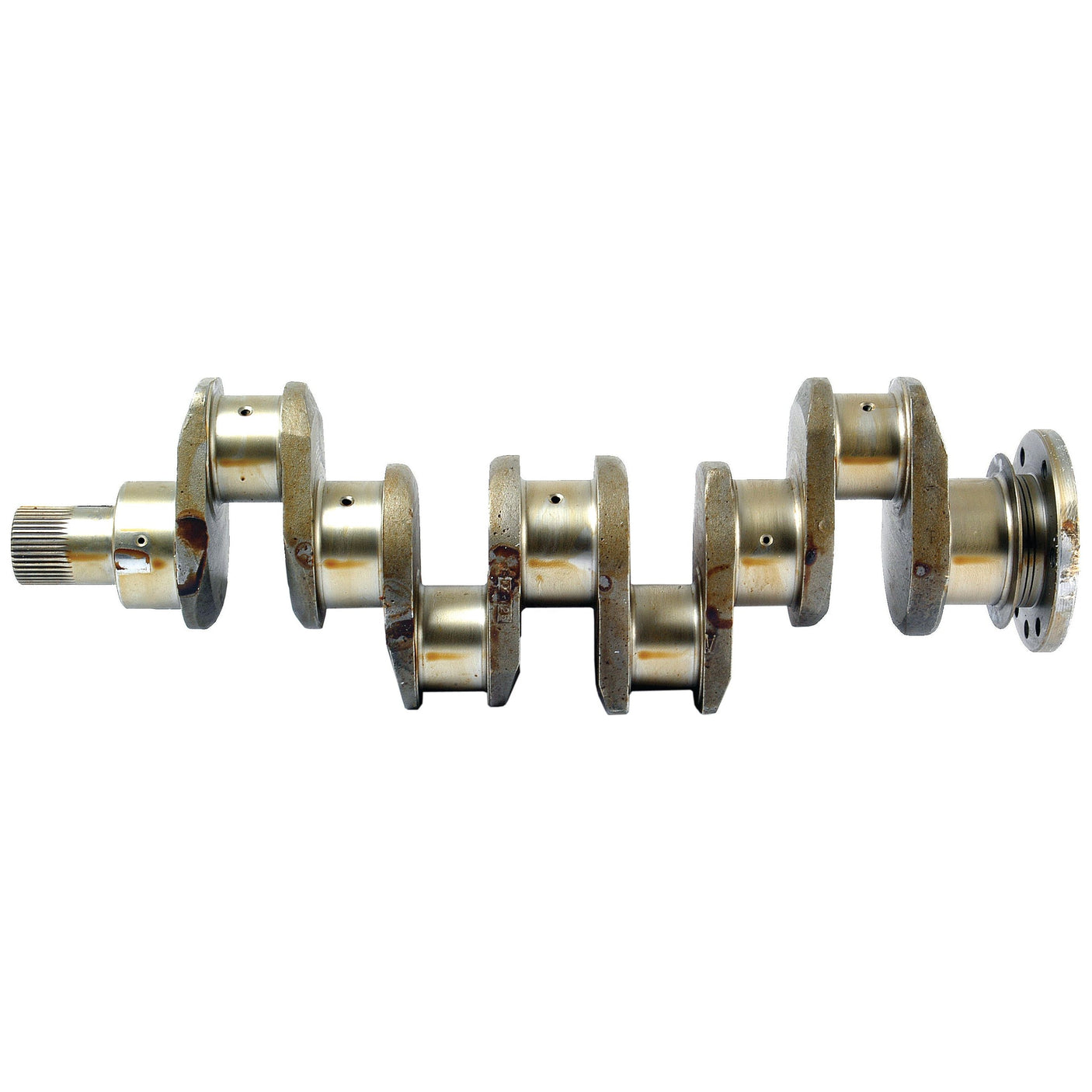 A Sparex Crankshaft (4 Cyl.) A4.212 - S.43156, featuring multiple connecting rod journals and main bearings, designed for the A4.212 motor, isolated on a white background.