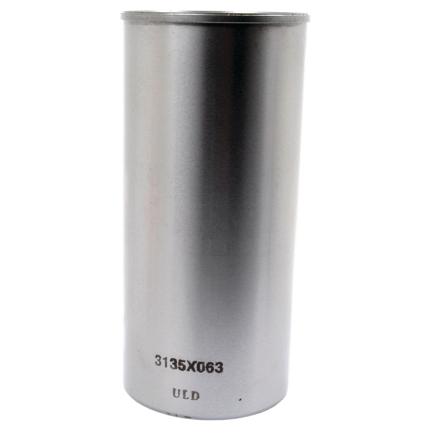 A cylindrical silver metal object with the code "3135X063" and the letters "ULD" printed at the bottom, resembling a Piston Liner (Semi Finished) used in a Massey Ferguson tractor, Sparex Part No. S.43178 from Sparex.