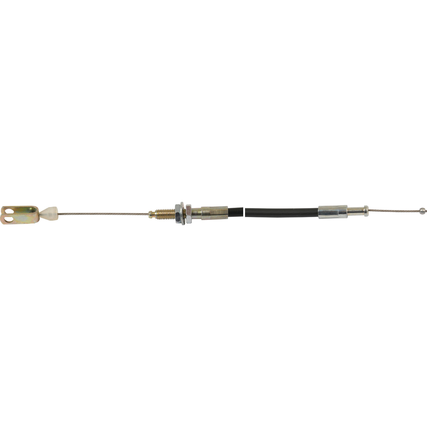 The Sparex Hand Throttle Cable (Part No. S.43196) is a high-quality mechanical cable assembly featuring threaded metal and rubber components, specifically designed for linkage or control functions in mechanical systems. With a total length of 845mm and an outer cable length of 735mm, it is perfectly suited for use as a Hand Throttle Cable in Massey Ferguson tractors.