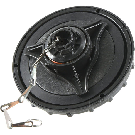 Fuel cap - S.43260 by Sparex with a metal retaining clip and a plastic bayonet internal design.