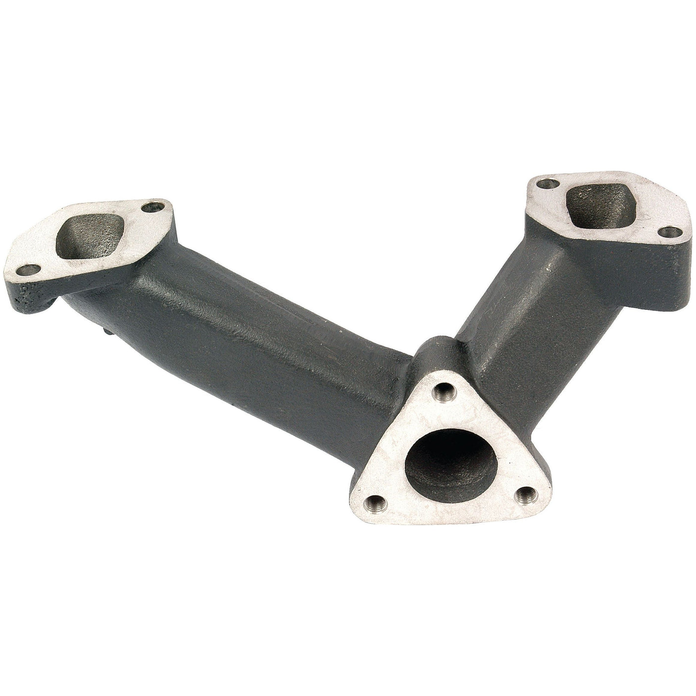 The Exhaust Manifold (Sparex Part No. S.43263) by Sparex is a metallic Y-shaped A4.212 component, commonly used in automotive exhaust systems, featuring three openings: two at the top and one at the bottom.