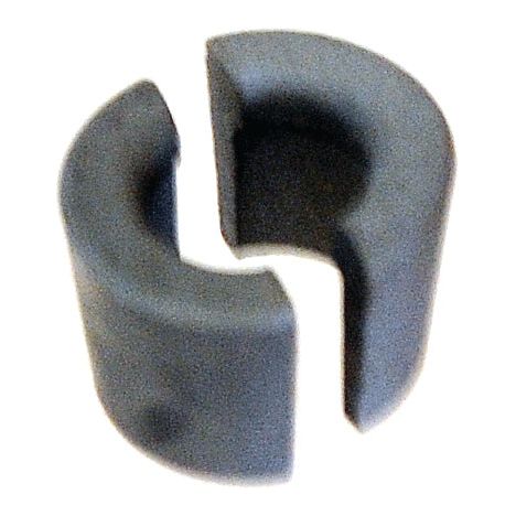 A cylindrical, dark-colored object with a wide vertical cut through it, resembling a split ring, much like the Valve Collet (Sparex Part No. S.43278) used in Massey Ferguson diesel engines.