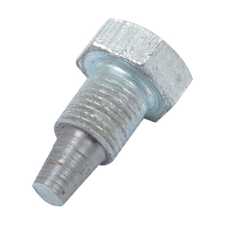 A close-up of a silver metal bolt with a hexagonal head and a threaded cylindrical body tapering to a point, resembling the robust quality found in the Sparex Screw - Axle Pin Retainer (UNF), Part No. S.43283.