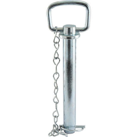 The Sparex Hitch Pin with Chain & Linch Pin 25x183mm (Sparex Part No.S.432) is a metal lynch pin with a handle, secured by a chain, and has an overall length of 224mm.