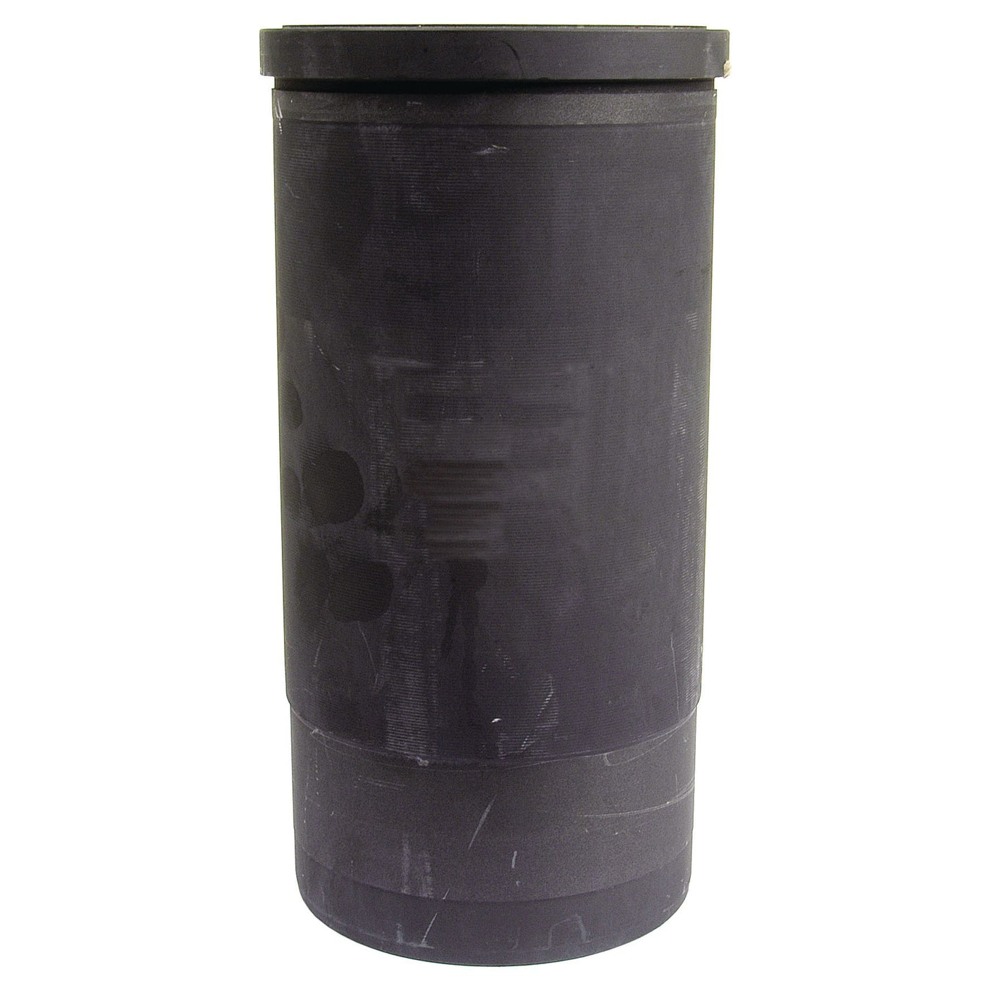 A Sparex Piston Liner (Finished), identified by part number S.43386, is a tall, black, cylindrical container with a lid, standing upright against a white background. It features a height of 223mm and has a bore diameter of 100mm.