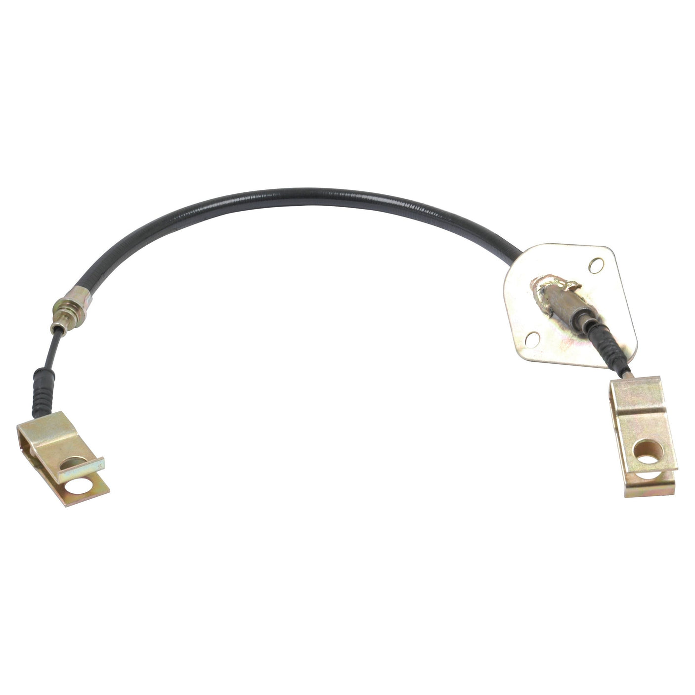 An 816mm clutch cable from Sparex (Sparex Part No. S.43405), featuring an outer cable length of 505mm, metal connectors at both ends, and a flexible black rubber section in the middle, reminiscent of a Massey Ferguson clutch cable in design and durability.