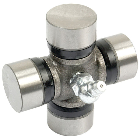 A Sparex Universal Joint 24.0 x 62.5mm (Part No. S.43421) with two intersecting cylindrical rods, featuring a central grease fitting and black seals near each end.