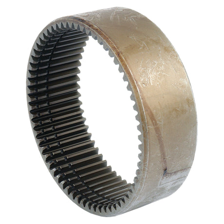 A close-up image of the Sparex Ring Gear, Sparex Part No. S.43424, shows its cylindrical metal structure with internal teeth and a worn outer surface texture.