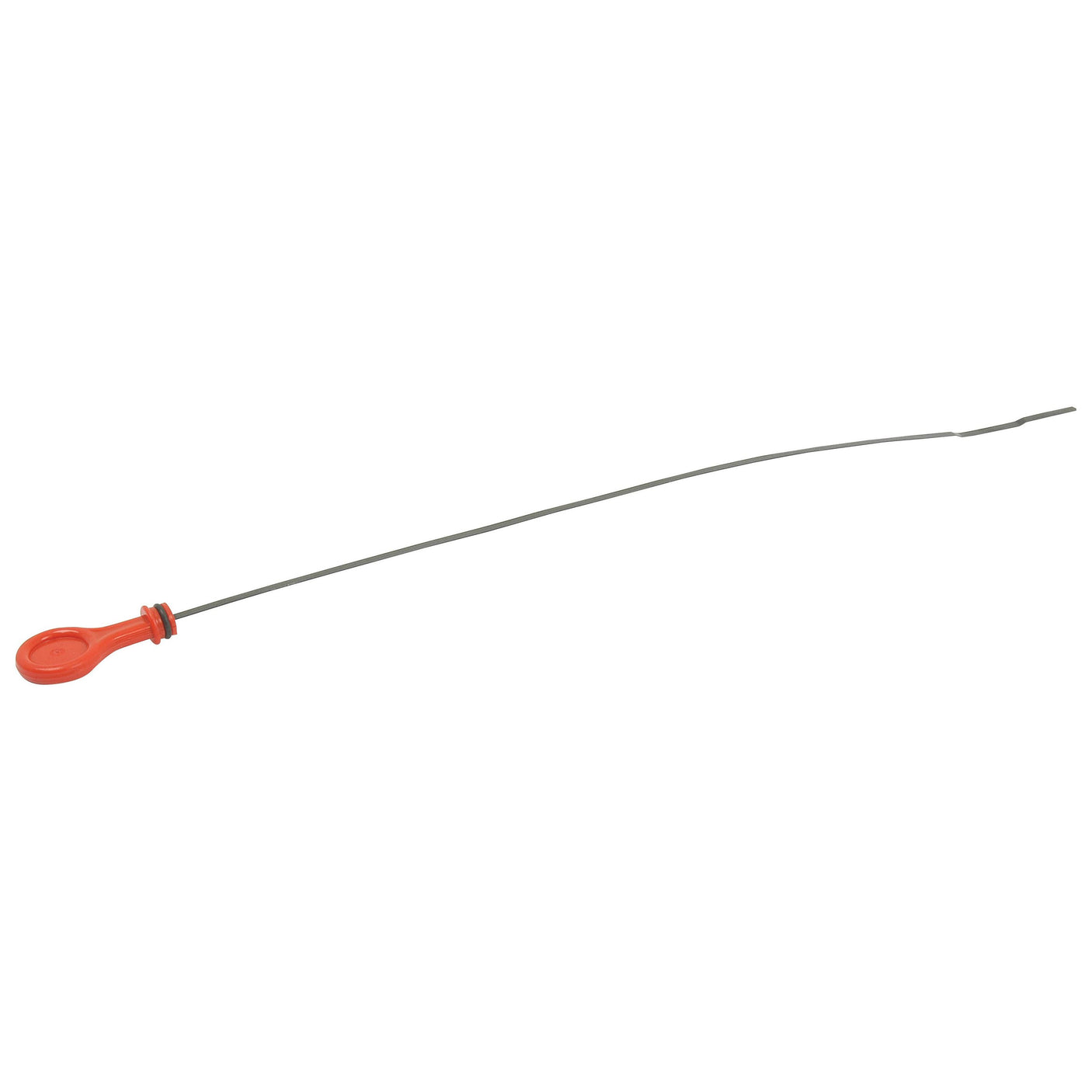 A long, thin metal rod with a red plastic handle on one end, similar to the Sparex Dipstick (Part No. S.43435) used for a Massey Ferguson transmission dipstick.