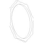 Outline drawing of an oval, irregularly bordered frame, inspired by the durability characteristic of the PTO Free Wheel Washer (Nylon) | Sparex Part No. S.4343 from Sparex.
