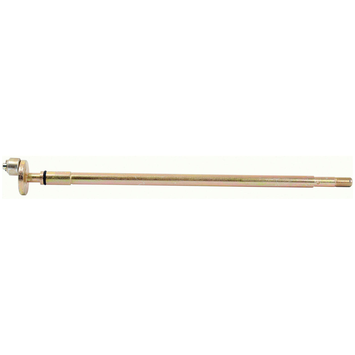 A Sparex Hydraulic Control Shaft (Sparex Part No. S.43474) is a long metallic rod featuring a screw thread at one end and a small head with a circular flange at the other, specifically designed for use in Massey Ferguson hydraulic control systems.