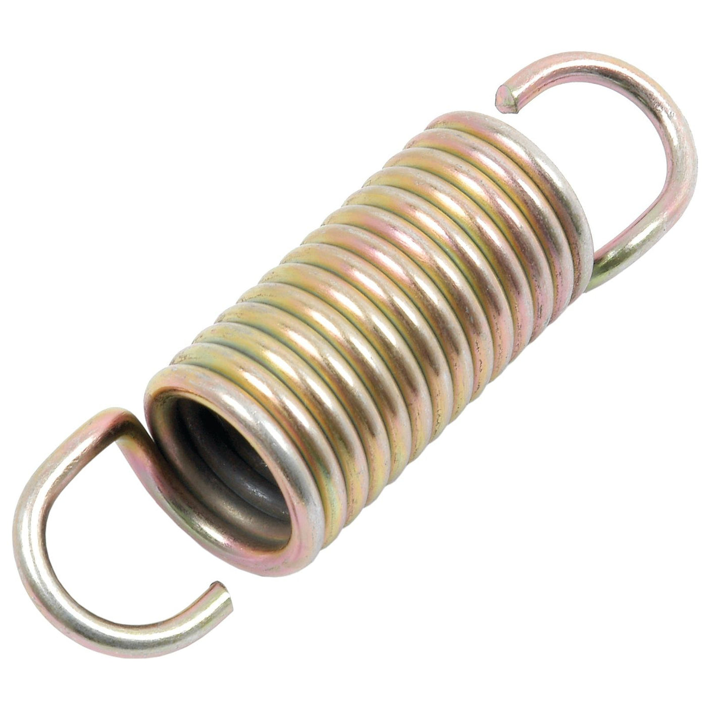 A tightly coiled metal compression spring with hooks on both ends, the Sparex Brake Return Spring (Part No. S.43478) is perfect for absorbing shock or maintaining tension in Massey Ferguson tractors.