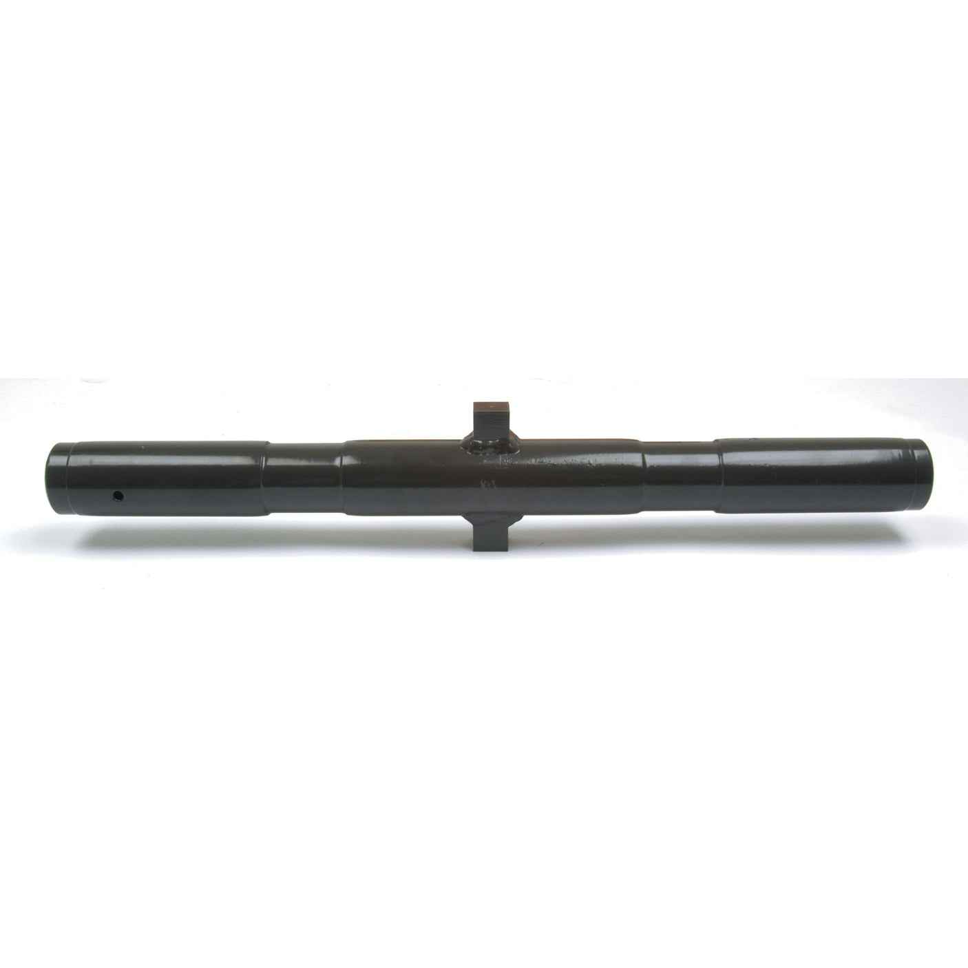 A black cylindrical metal tool, identified as the Sparex Top Link Centre Tube (model S.434), features symmetrical notches along its 440mm length. The precise 1 1/16'' UNF threading showcases meticulous craftsmanship as it is displayed against a plain white background.