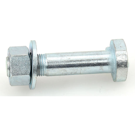 A Pipped Wheel Bolt, 5/8'' x 2 7/8'' (UNF) with a washer and a hexagonal nut attached, placed on a white background, showcasing the quality engineering of Sparex (Part No. S.4352).