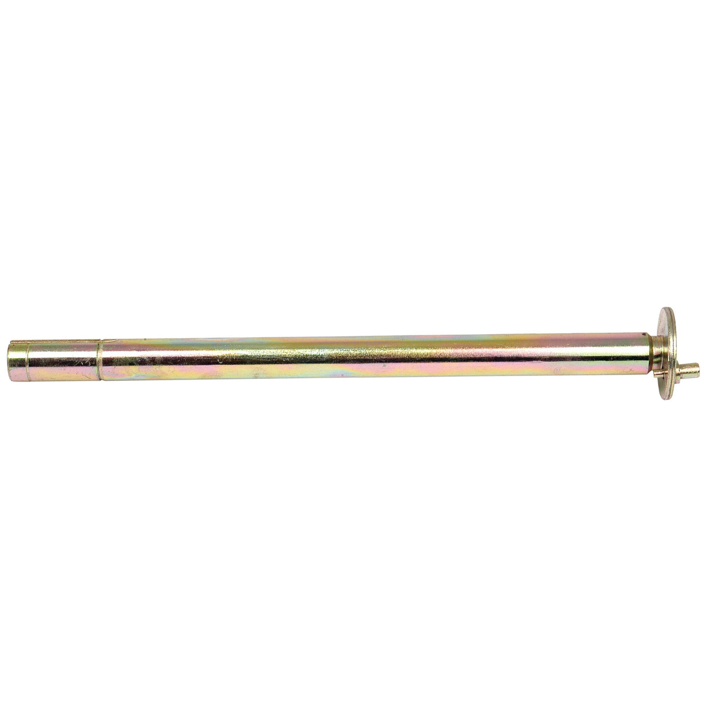 A Sparex Hydraulic Control Shaft (Sparex Part No. S.43531) featuring a metallic cylindrical rod with a flange on one end and a threaded section on the other end, ideal for use in Landini or Massey Ferguson tractors equipped with hydraulic control systems.