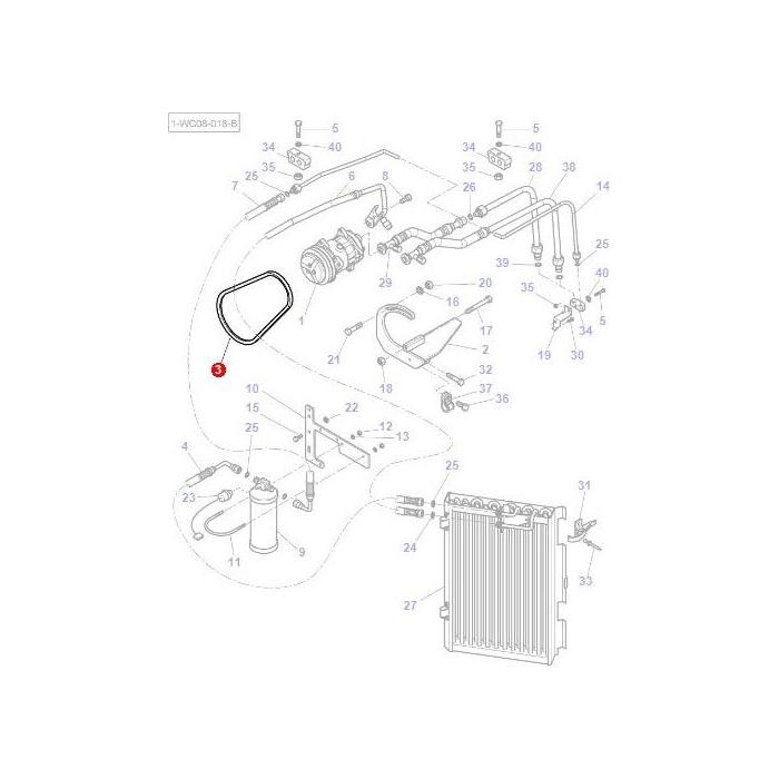 Massey Ferguson - Belt Air Conditioner - 3389525M1 - Farming Parts