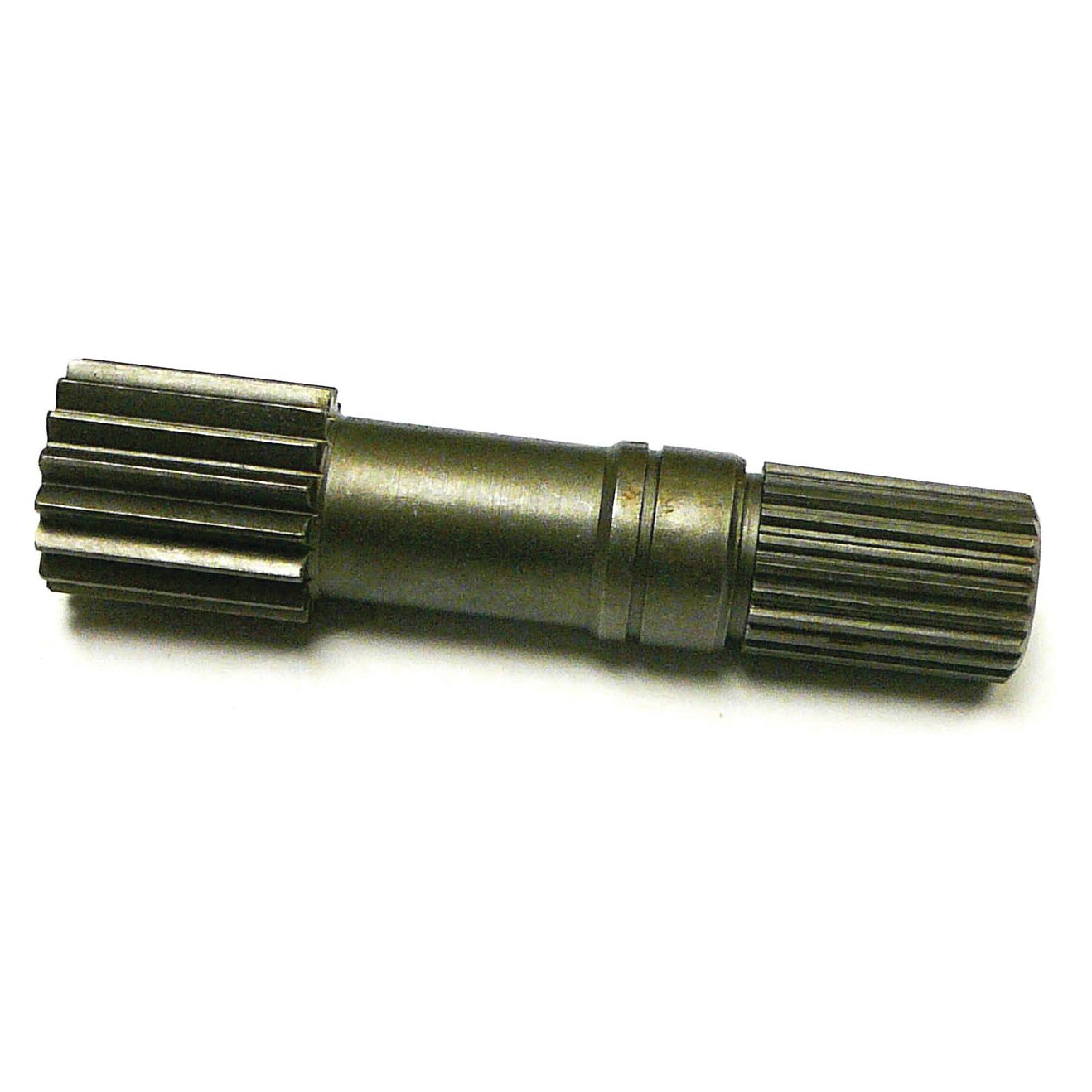 A Sparex sun gear, part number S.43551, is a metal shaft featuring straight, uniformly spaced teeth on both ends, designed for transmitting torque and rotational motion in mechanical assemblies. This gear shaft is often compatible with John Deere equipment and serves effectively as a replacement part.