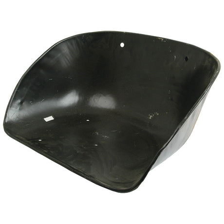 Sparex Seat Assembly | Sparex Part No.S.43577, a product from the well-known brand Sparex, features a black plastic wheelbarrow tray with a slightly curved shape and two holes near the top edge, compatible with Massey Ferguson and Landini models.