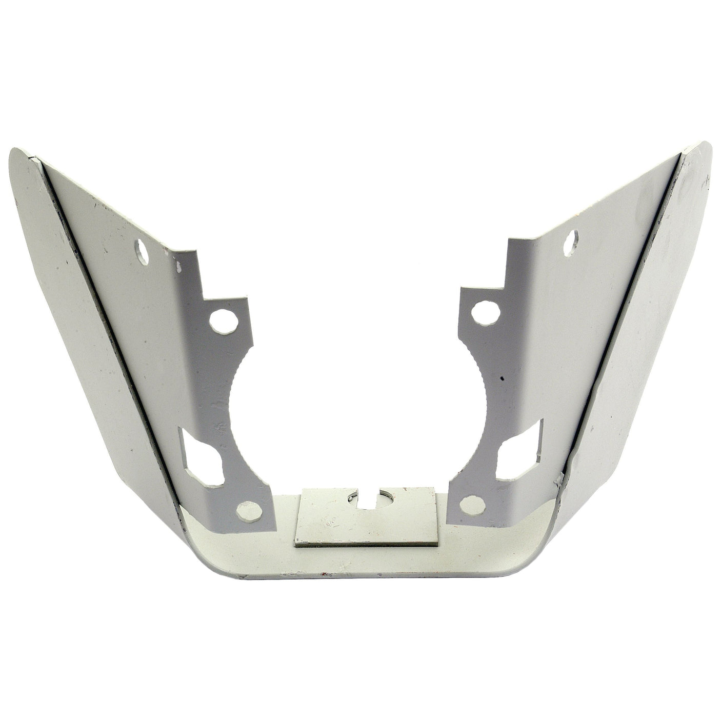 A PTO Guard, Sparex Part No.S.43593 by Sparex, featuring a metallic bracket with a V-shaped cutout and multiple screw holes, designed specifically for the Massey Ferguson MF65.