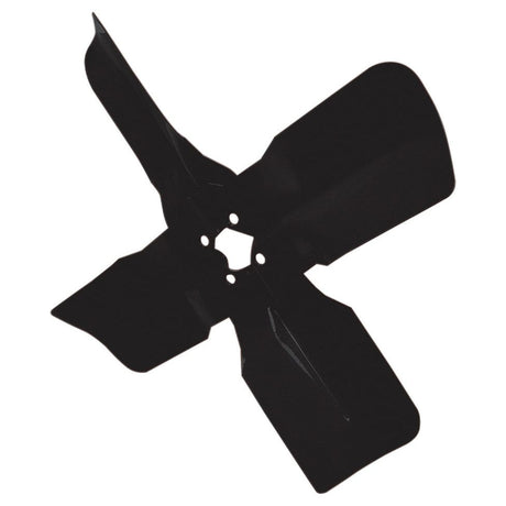 A black, four-blade metal fan blade with a central mounting hole, compatible with Ford New Holland models, sold under the product name "Fan Blade | Sparex Part No.S.43781" by Sparex.