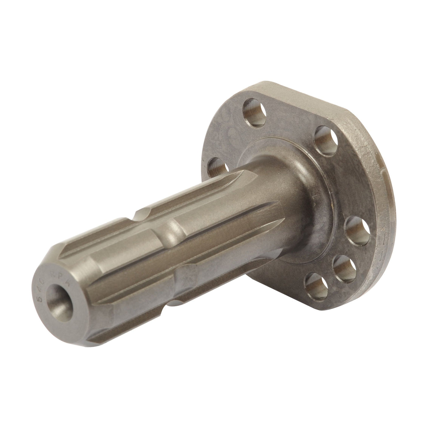 The Sparex PTO Shaft - S.43920 is a metallic, cylindrical mechanical component with a hexagonal head and multiple holes on its flange, designed for optimal performance at max RPM.