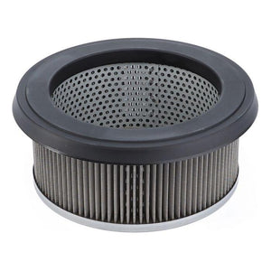 The AGCO Massey Ferguson Hydraulic Filter Cartridge 4393035M1 is a cylindrical air filter featuring a perforated metal interior and pleated material, capped with a black rubber rim, ideal for extending equipment service life.