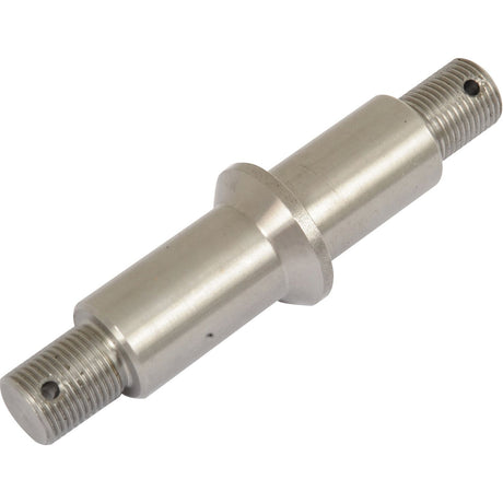 A Lower Link Implement Pin with threads on both ends, a central collar, and a hole drilled through the threaded sections, designed for compatibility with Landini and Massey Ferguson machinery. Thread size Cat. | Sparex Part No.S.43968 from Sparex.