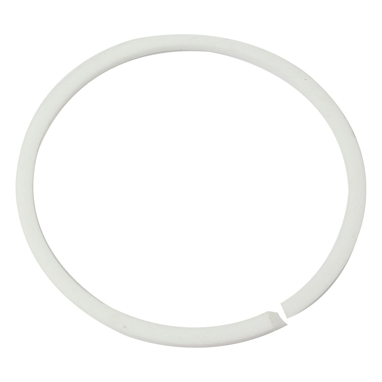 A white circular object with a small break, resembling the PTFE Back-up Ring BS340 (one end split) from Sparex, Part No. S.4432.