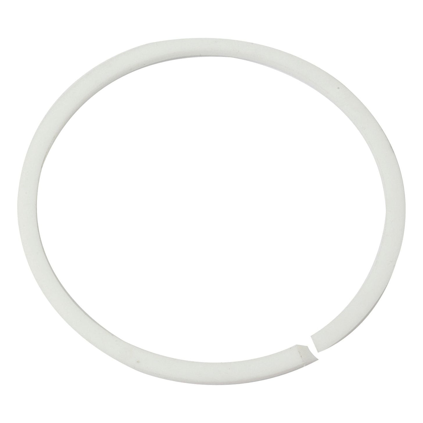 A white circular object with a small break, resembling the PTFE Back-up Ring BS340 (one end split) from Sparex, Part No. S.4432.