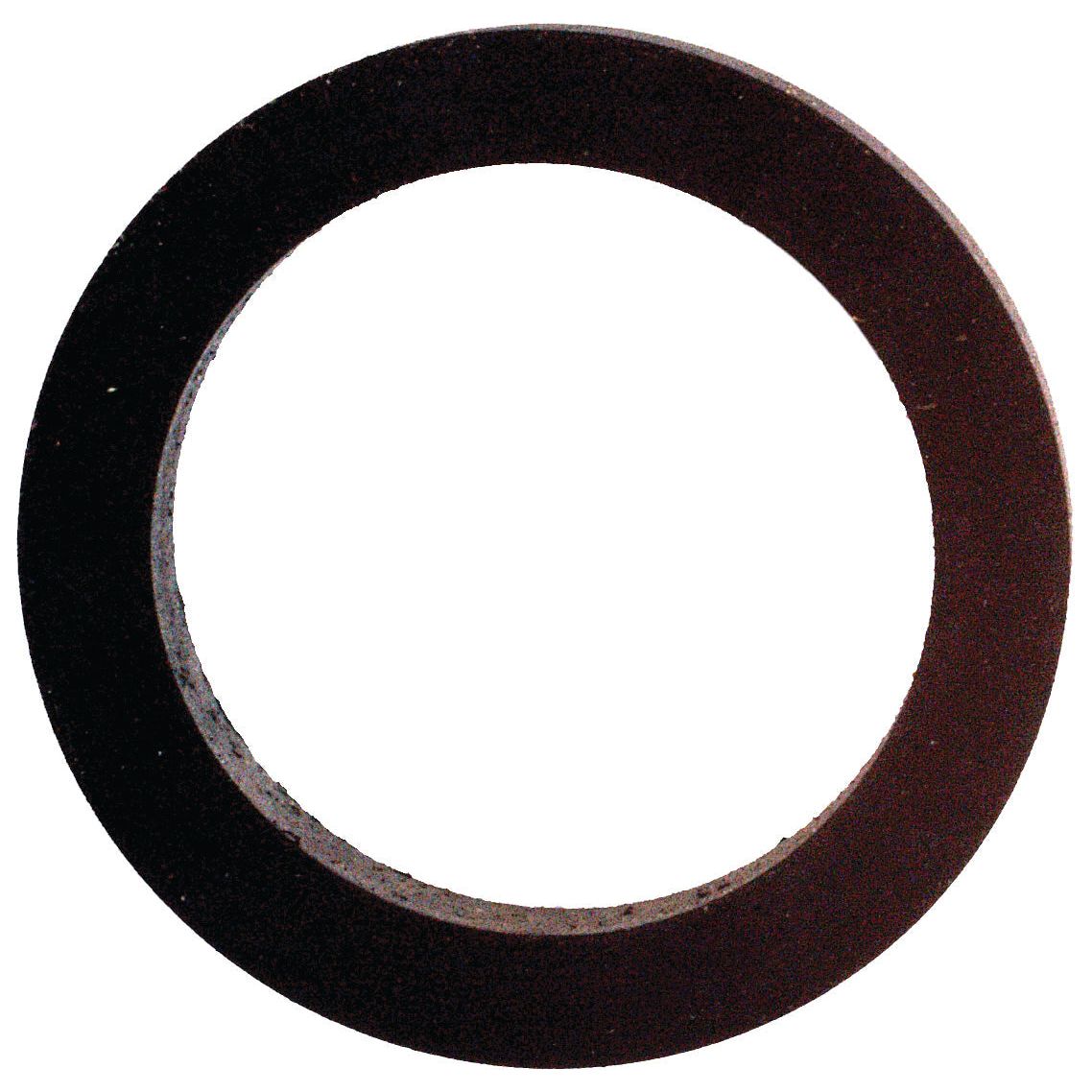 An image of a black circular rubber washer, reminiscent of a Sparex Oil Seal (14 x 19 x 2.75mm, Part No. S.4435), featuring smooth inner and outer edges.