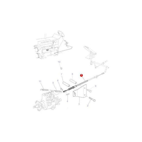 Massey Ferguson - Foot Throttle Cable - 3713025M6 - Farming Parts