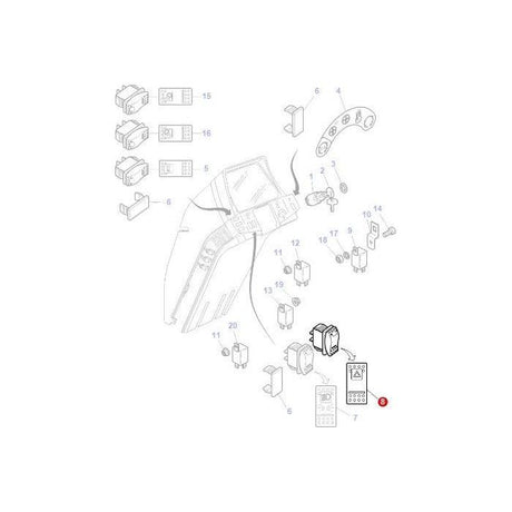 Massey Ferguson - Hazard Light Switch - 4293544M1 - 4293544M2 - Farming Parts