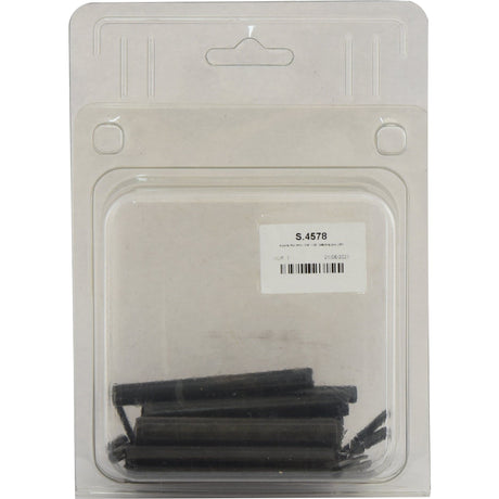 A clear plastic package from Agripak containing 24 cylindrical black Imperial Roll Pins of various sizes (1/16'' - 1/2''), labeled "S.4578" and produced by Sparex.